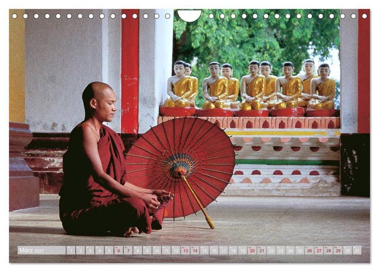 Produktbild: IM REICH DES BUDDHA - DER ROTE SCHIRM (Wandkalender 2027 DIN A4 quer), CALVENDO Monatskalender