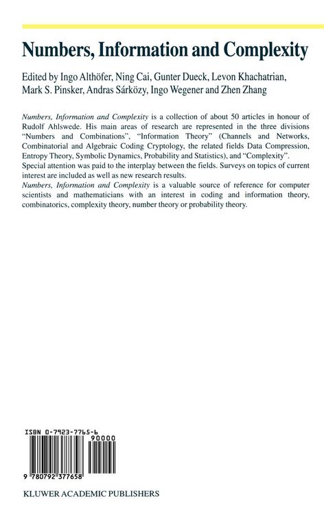 Produktbild: Numbers, Information and Complexity