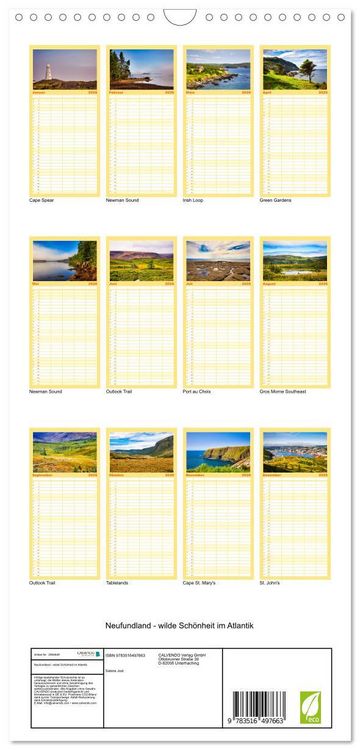 Produktbild: Familienplaner 2026 - Neufundland - wilde Sch&ouml;nheit im Atlantik mit 5 Spalten (Wandkalender, 21 x 45 cm) CALVENDO