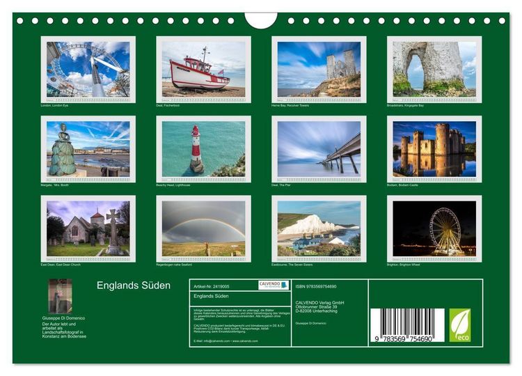 Produktbild: Englands S&uuml;den (Wandkalender 2027 DIN A4 quer), CALVENDO Monatskalender
