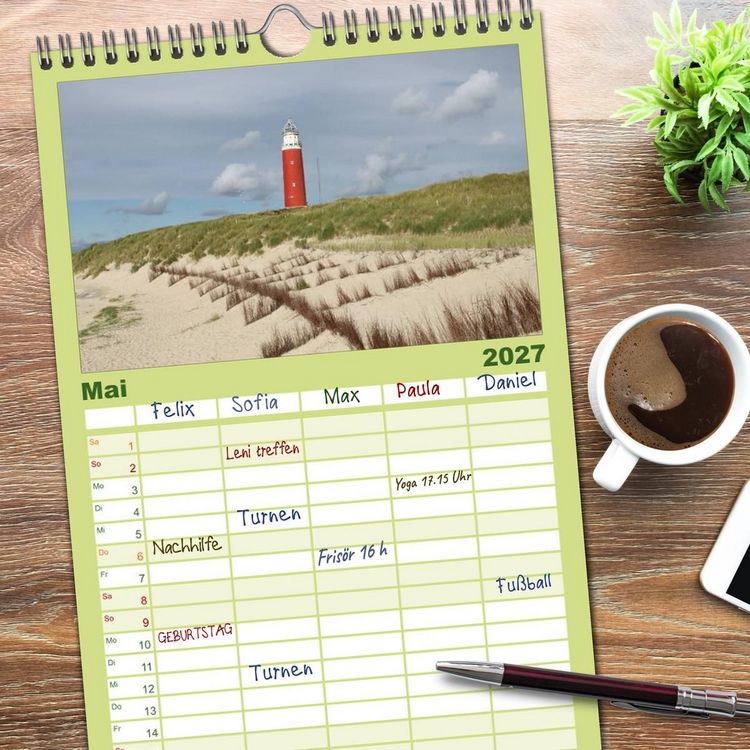 Produktbild: Familienplaner 2027 - Texel, eine Perle Frieslands mit 5 Spalten (Wandkalender, 21 x 45 cm) CALVENDO