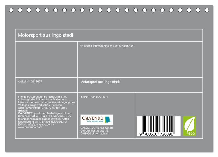 Produktbild: Motorsport aus Ingolstadt (Tischkalender 2026 DIN A5 quer), CALVENDO Monatskalender