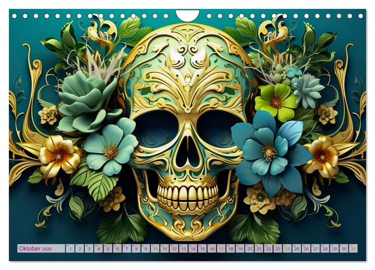 Produktbild: Skull Flower - Totenkopf ART (Wandkalender 2026 DIN A4 quer), CALVENDO Monatskalender
