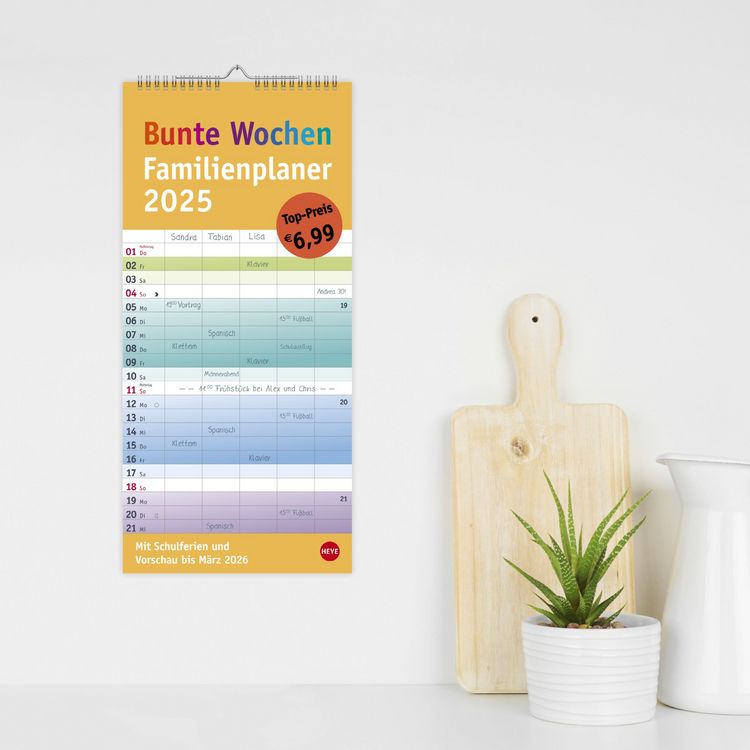 Calendario Familiare Verticale 2025 - Planner Da Parete Con 5 Colonne E Ferie Scolastiche - Foto 4