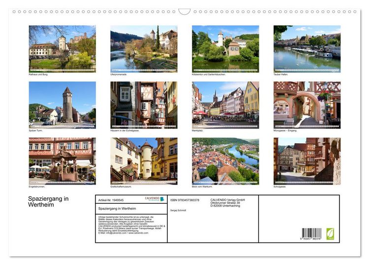 Produktbild: Spaziergang in Wertheim (Wandkalender 2026 DIN A2 quer), CALVENDO Monatskalender