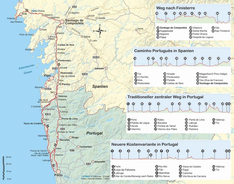 Portugal Spanien: Jakobsweg Caminho Português von Porto nach Santiago und Finisterre