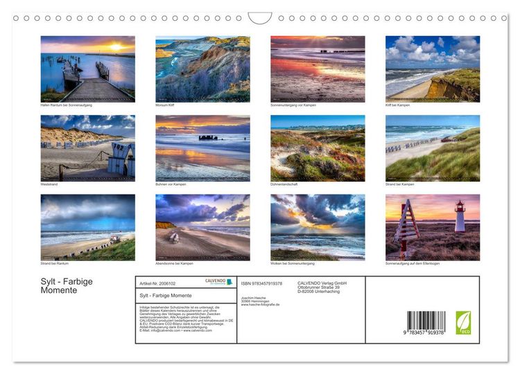 Produktbild: Sylt - Farbige Momente (Wandkalender 2026 DIN A3 quer), CALVENDO Monatskalender