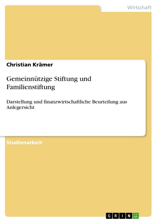 Produktbild: Gemeinn&uuml;tzige Stiftung und Familienstiftung