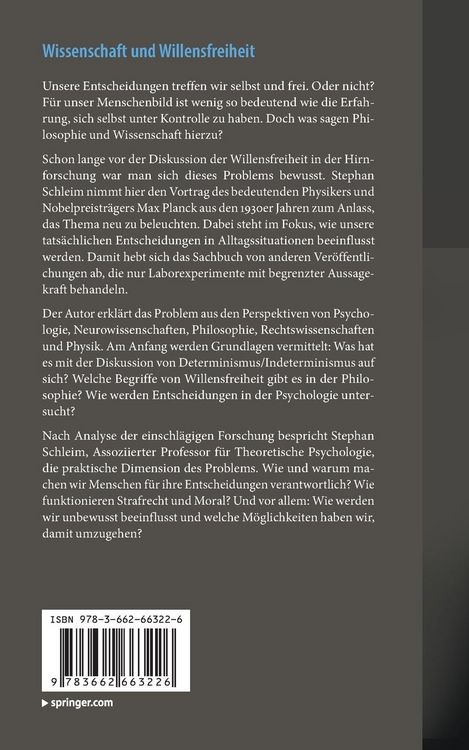 Produktbild: Wissenschaft und Willensfreiheit