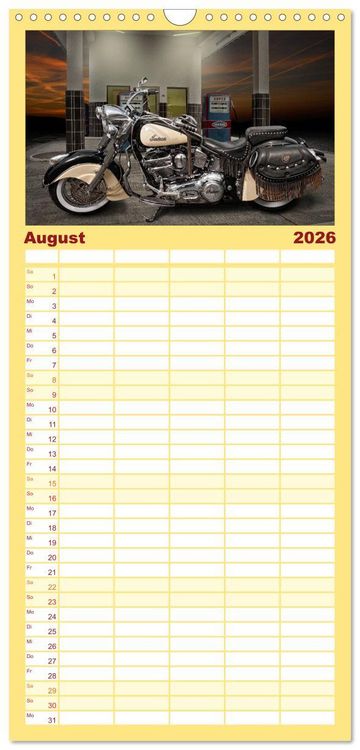 Produktbild: Familienplaner 2026 - Motorrad-Tr&auml;ume &ndash; Chopper und Custombikes mit 5 Spalten (Wandkalender, 21 x 45 cm) CALVENDO