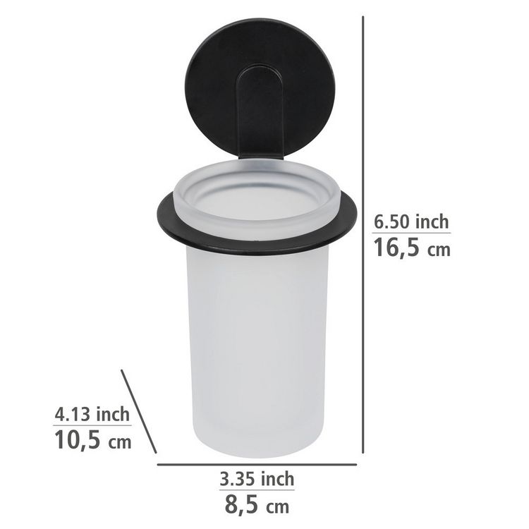 Produktbild: Turbo-Loc&reg; Zahnputzbecher Mod. Bivio Black matt, aus satiniertem Glas