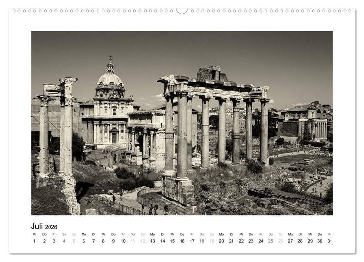 Produktbild: Rom in schwarz - weiss (Wandkalender 2026 DIN A2 quer), CALVENDO Monatskalender