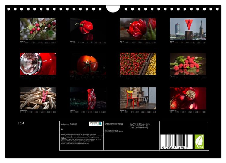 Produktbild: Rot (Wandkalender 2026 DIN A4 quer), CALVENDO Monatskalender