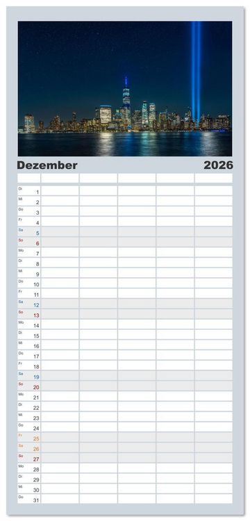 Produktbild: Familienplaner 2026 - New York City - der besondere Blick auf Big Apple mit 5 Spalten (Wandkalender, 21 x 45 cm) CALVENDO