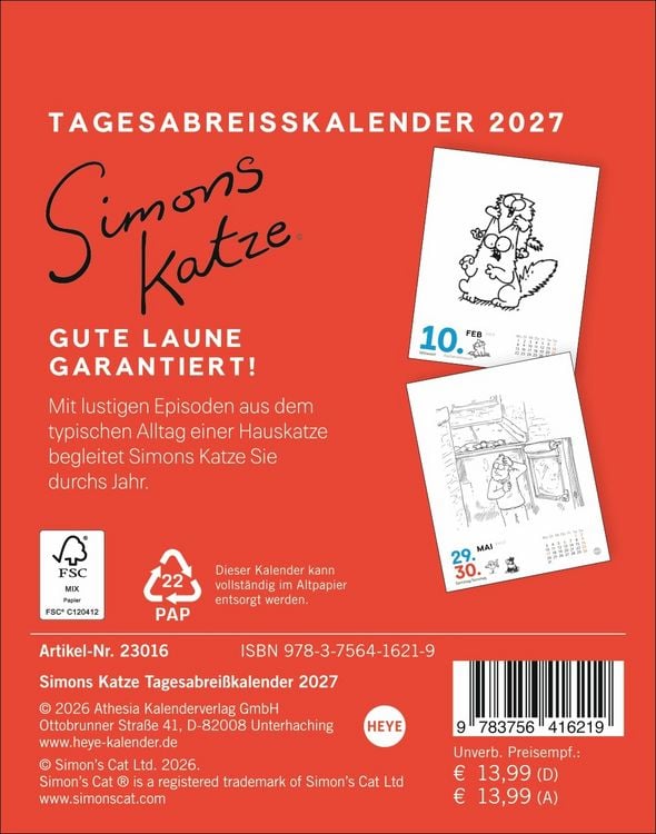 Produktbild: Simons Katze Tagesabrei&szlig;kalender 2027