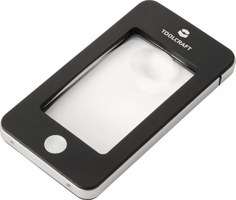 Produktbild: TOOLCRAFT TO-10283184 Handlupe mit LED-Beleuchtung Vergr&ouml;&szlig;erungsfaktor: 2 x, 4 x Linsengr&ouml;&szlig;e: (&Oslash;) 23 mm Schwarz
