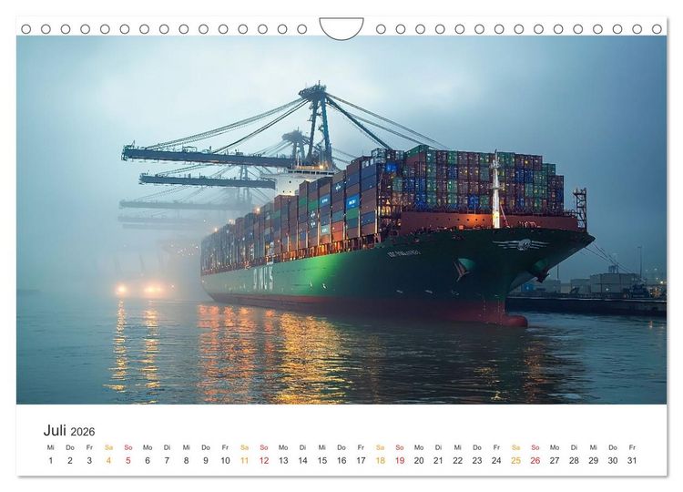 Produktbild: Containerschiffe - Giganten im Fokus (Wandkalender 2026 DIN A4 quer), CALVENDO Monatskalender