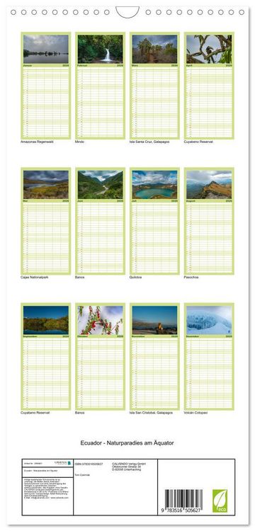 Produktbild: Familienplaner 2026 - Ecuador - Naturparadies am &Auml;quator mit 5 Spalten (Wandkalender, 21 x 45 cm) CALVENDO