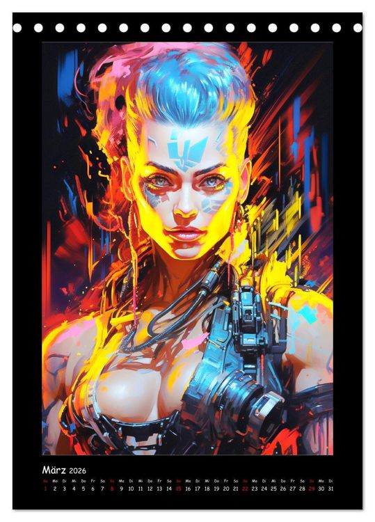 Produktbild: Cyberpunk. Futuristische Heldinnen (Tischkalender 2026 DIN A5 hoch), CALVENDO Monatskalender