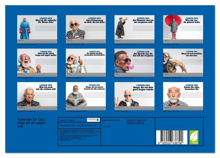 Produktbild: Kalender f&uuml;r Opa - Was ich dir sagen will (Wandkalender 2026 DIN A4 quer), CALVENDO Monatskalender