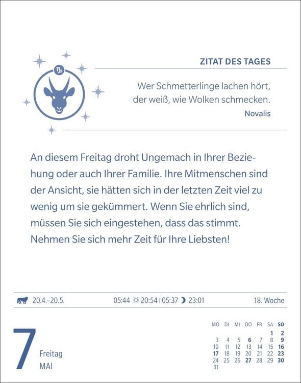 Produktbild: Steinbock Sternzeichenkalender 2027 - Tagesabrei&szlig;kalender - Ihr Horoskop f&uuml;r jeden Tag