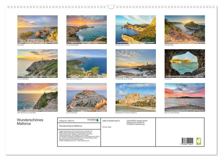 Produktbild: Wundersch&ouml;nes Mallorca (Wandkalender 2027 DIN A2 quer), CALVENDO Monatskalender