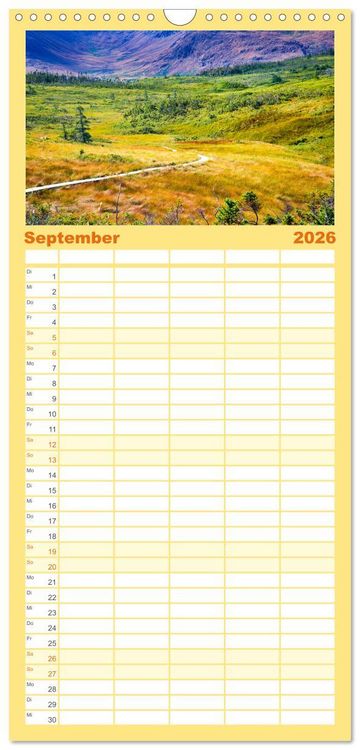 Produktbild: Familienplaner 2026 - Neufundland - wilde Sch&ouml;nheit im Atlantik mit 5 Spalten (Wandkalender, 21 x 45 cm) CALVENDO
