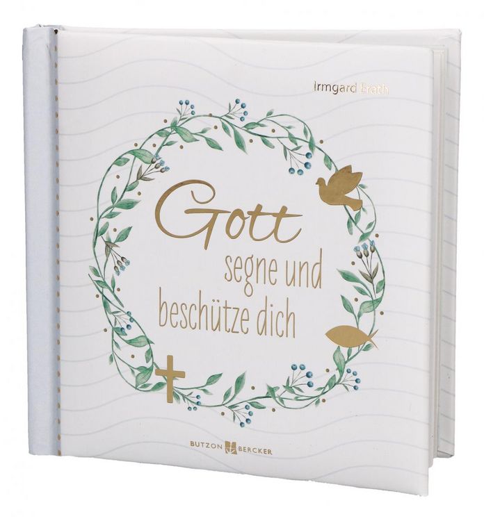 Produktbild: Butzon & Bercker Geschenkset zur Taufe 15 x 22 x 2 cm &ndash; Holzkreuz aus Buchenholz wei&szlig; lackiert mit Taufspruch, gebundenes Buch 11 x 11 cm, Lieferung in Geschenkverpackung