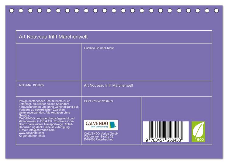 Produktbild: Art Nouveau trifft M&auml;rchenwelt (Tischkalender 2026 DIN A5 quer), CALVENDO Monatskalender