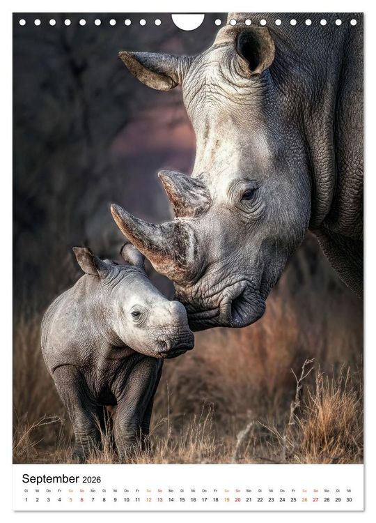 Produktbild: Nashorn - Stark. Stur. Schnell. (Wandkalender 2026 DIN A4 hoch), CALVENDO Monatskalender
