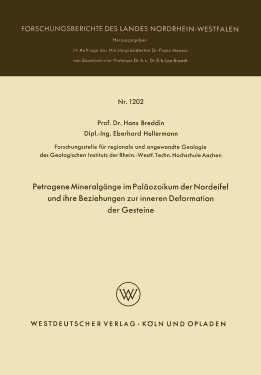 Produktbild: Petrogene Mineralg&auml;nge im Pal&auml;ozoikum der Nordeifel und ihre Beziehungen zur inneren Deformation der Gesteine