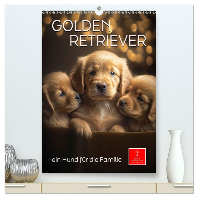 Produktbild: Golden Retriever - ein Hund f&uuml;r die Familie (hochwertiger Premium Wandkalender 2026 DIN A2 hoch), Kunstdruck in Hochglanz
