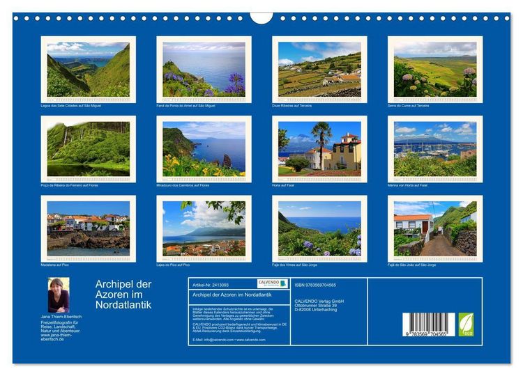 Produktbild: Archipel der Azoren im Nordatlantik (Wandkalender 2027 DIN A3 quer), CALVENDO Monatskalender