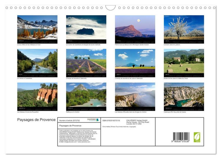 Produktbild: Paysages de Provence (Calendrier mural 2026 DIN A3 vertical), CALVENDO calendrier mensuel