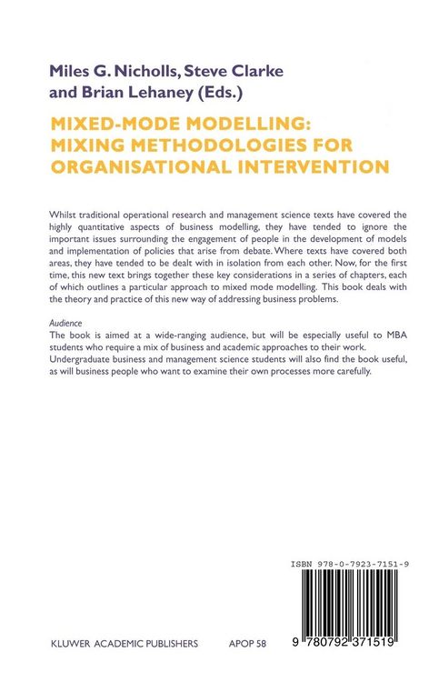 Produktbild: Mixed-Mode Modelling: Mixing Methodologies For Organisational Intervention