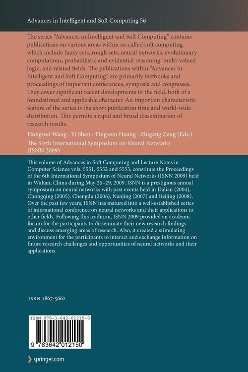 Produktbild: The Sixth International Symposium on Neural Networks (ISNN 2009)