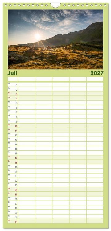 Produktbild: Familienplaner 2027 - Ultental - Ein Jahr in Bildern mit 5 Spalten (Wandkalender, 21 x 45 cm) CALVENDO