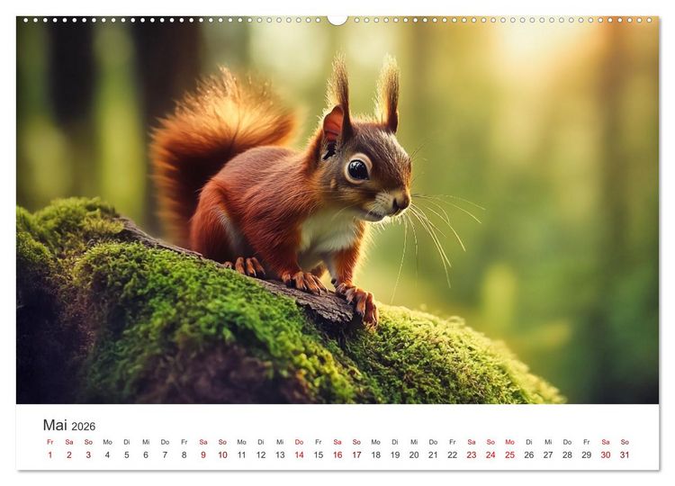 Produktbild: Das geheime Leben der Eichh&ouml;rnchen - Ein Jahr zwischen Baumwipfeln und Nussverstecken (hochwertiger Premium Wandkalender 2026 DIN A2 quer), Kunstdruck in Hochglanz