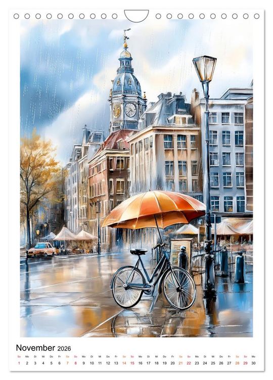 Produktbild: Amsterdam - Fahrr&auml;der, Giebel, Grachten (Wandkalender 2026 DIN A4 hoch), CALVENDO Monatskalender