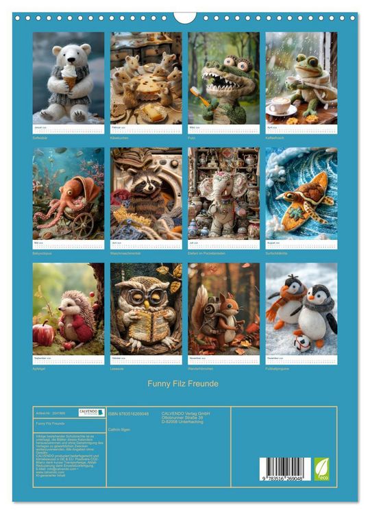 Produktbild: Funny Filz Freunde (Wandkalender 2026 DIN A3 hoch), CALVENDO Monatskalender
