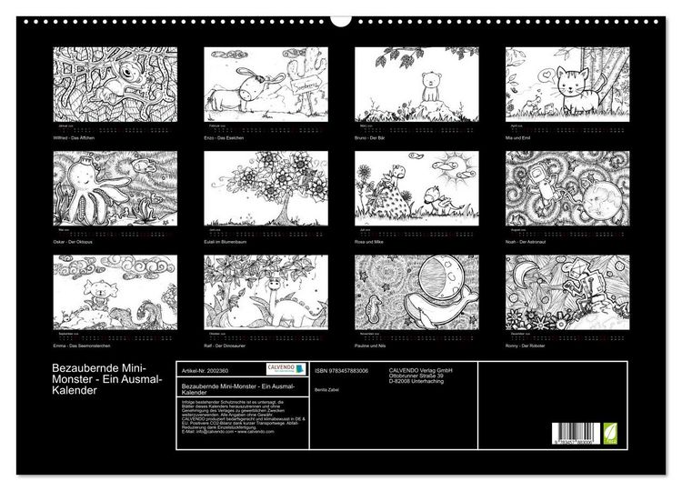 Produktbild: Bezaubernde Mini-Monster - Ein Ausmal-Kalender (Wandkalender 2026 DIN A2 quer), CALVENDO Monatskalender
