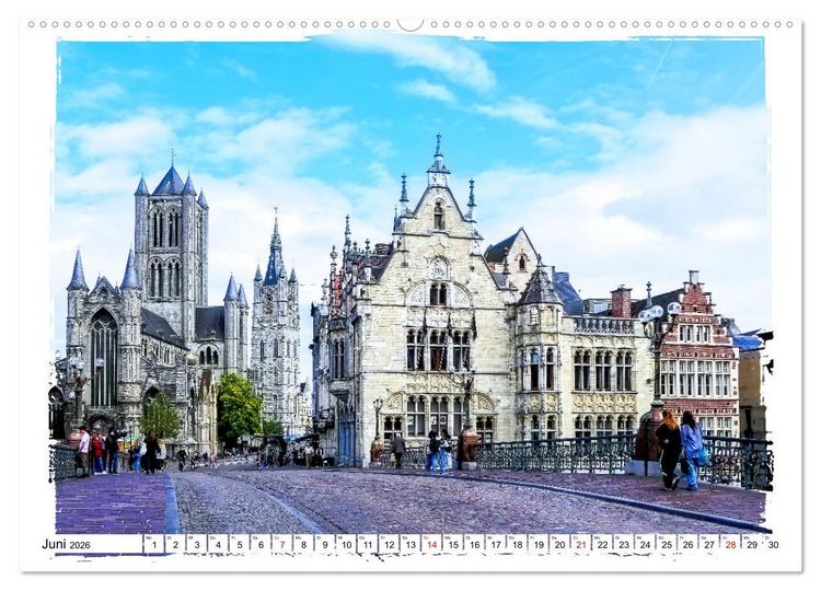 Produktbild: Spaziergang durch Gent (hochwertiger Premium Wandkalender 2026 DIN A2 quer), Kunstdruck in Hochglanz