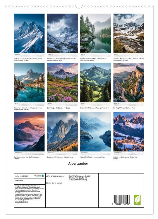 Produktbild: Alpenzauber (hochwertiger Premium Wandkalender 2027 DIN A2 hoch), Kunstdruck in Hochglanz