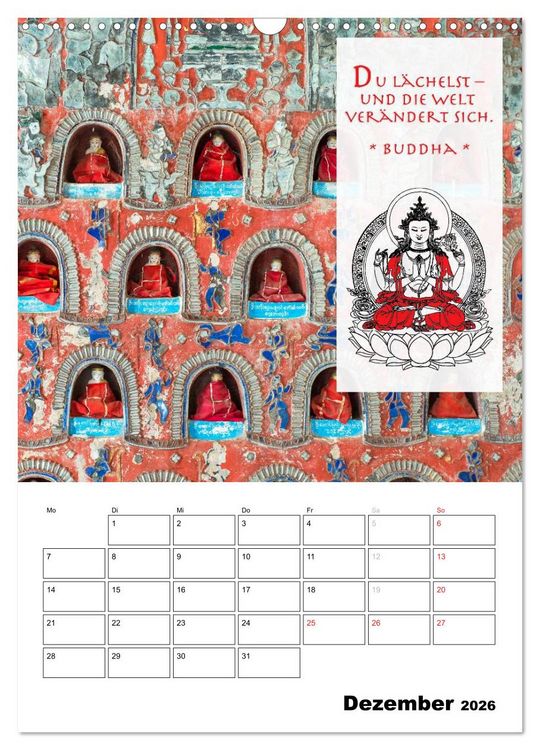 Produktbild: BUDDHAS ZITATE Buddhistische Weisheiten (Wandkalender 2026 DIN A3 hoch), CALVENDO Monatskalender