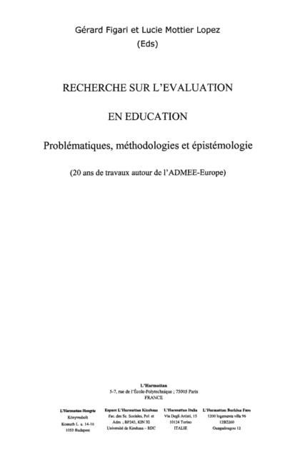Produktbild: Recherche sur l'evaluation eneducation