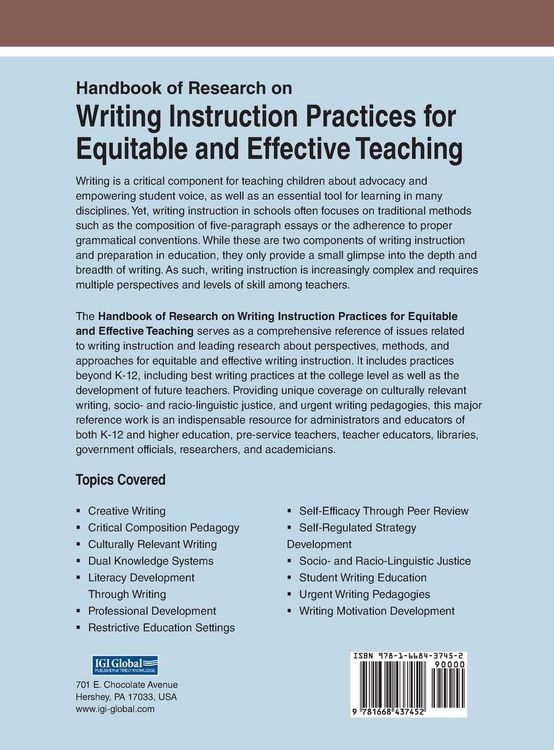 Produktbild: Handbook of Research on Writing Instruction Practices for Equitable and Effective Teaching