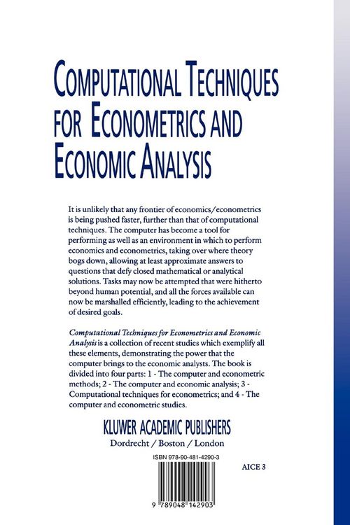 Produktbild: Computational Techniques for Econometrics and Economic Analysis