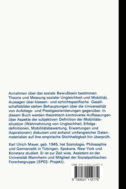 Produktbild: Ungleichheit und Mobilit&auml;t im sozialen Bewu&szlig;tsein