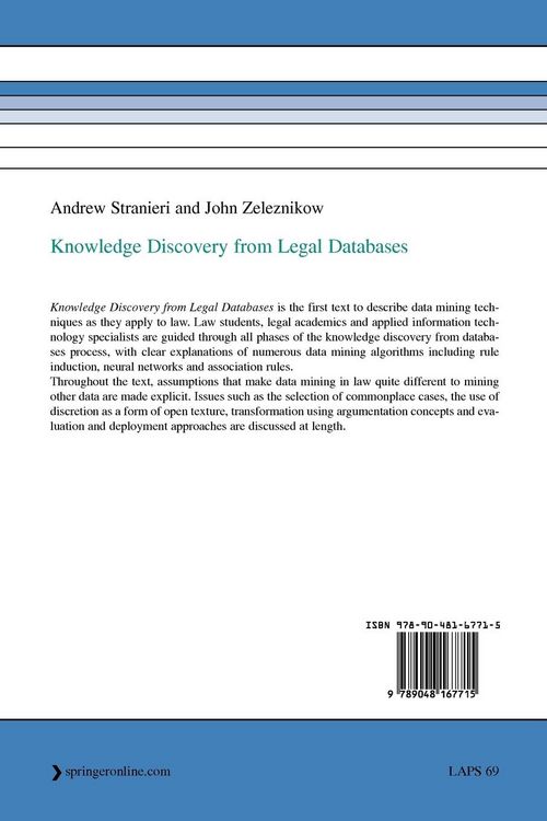 Produktbild: Knowledge Discovery from Legal Databases