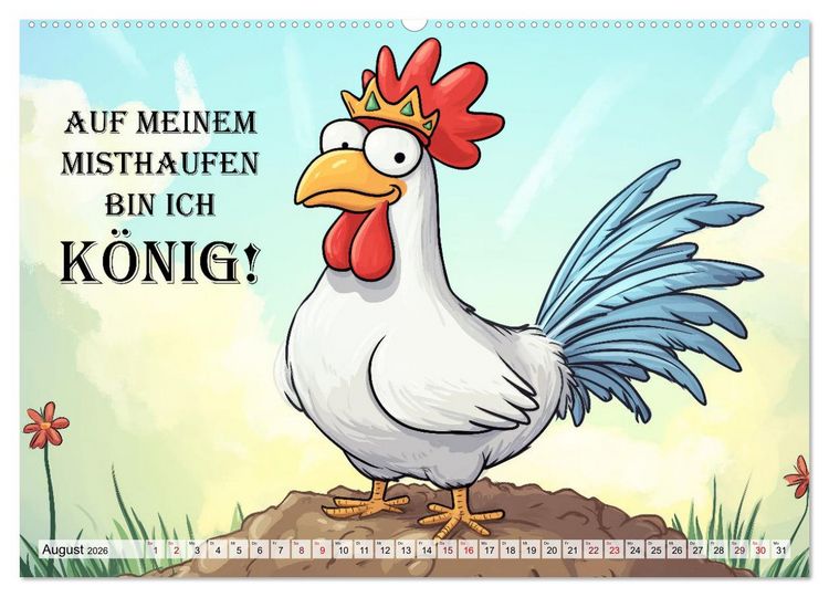 Produktbild: Verr&uuml;cktes H&uuml;hnervolk (hochwertiger Premium Wandkalender 2026 DIN A2 quer), Kunstdruck in Hochglanz